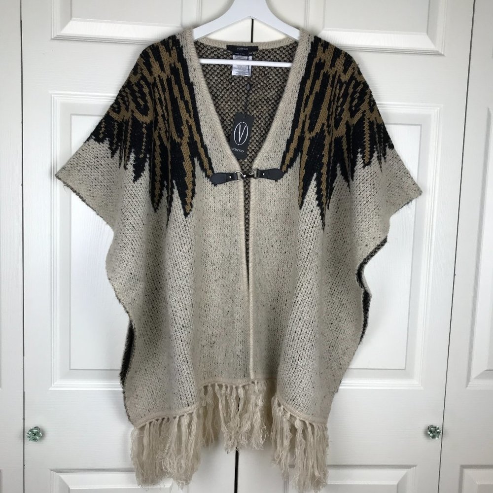 Vertigo Print Fringe Cardigan Open Front Eagle Eye - Picture 4 of 15